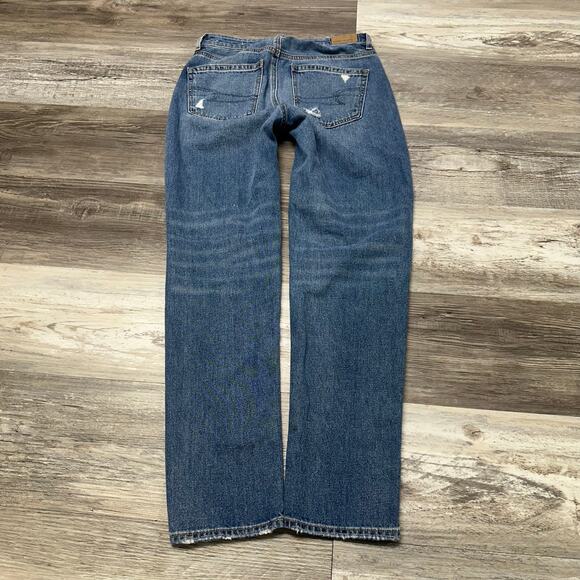 American Eagle Blue Womens 2 Comfort Stretch Hi Rise Straight Mid Wash Mom Jeans - Picture 3 of 12